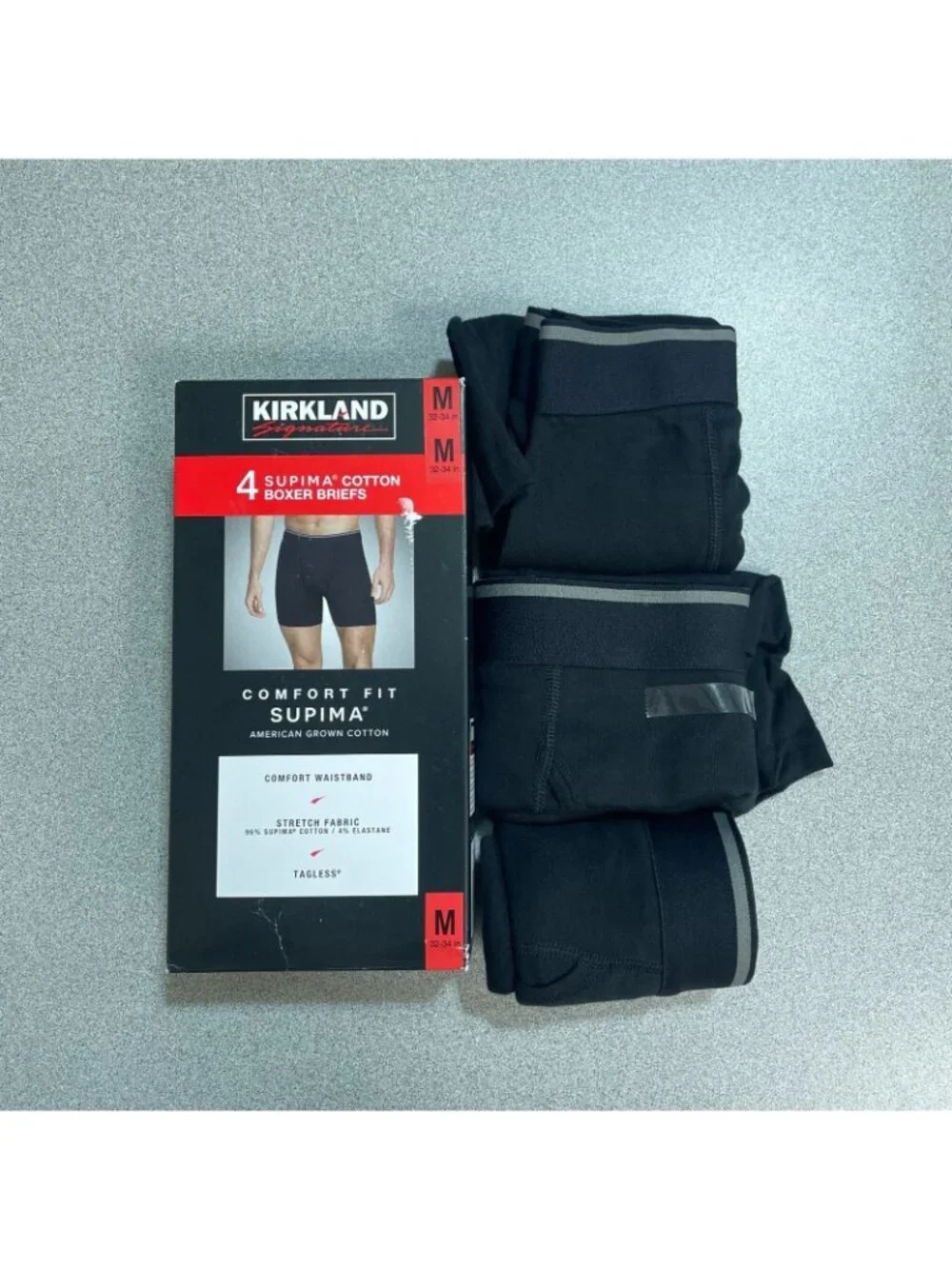 7 Pack NWT  Kirkland Signature Men's M Supima Cotton Boxer Briefs Comfort Black